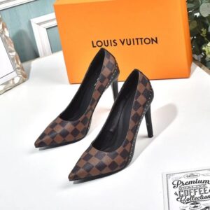 Louis Vuitton Cherie Pumps 10cm Heel with Damier Canvas and Stud Detail