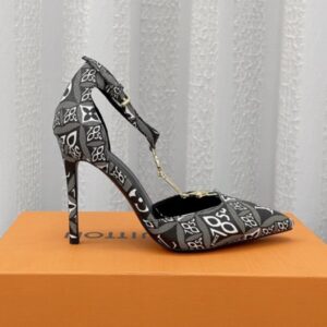 Louis Vuitton Women’s Black and White Monogram Pumps with 10cm Heel, Original Box