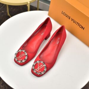 Louis Vuitton Madeleine Pumps 4.5cm Heel with Red Satin and Crystal Embellishment