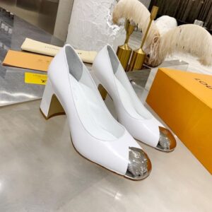 Louis Vuitton Women's White Pumps 7.5cm Elegant Leather Footwear