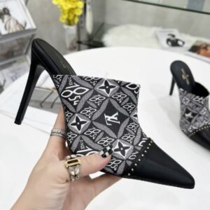 Louis Vuitton Women's Pumps Sandals with 9.5cm Black Heel