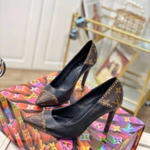 Louis Vuitton Women's Pumps 9.5cm with LV Pattern Elegant Leather Footwear