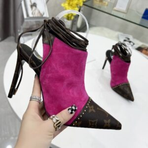 Louis Vuitton Women’s Pink Pumps Sandals with Monogram Design and 9cm Heel