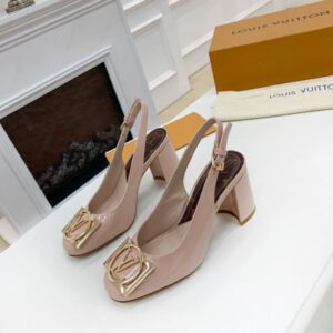 Louis Vuitton Women's Nude Slingback Pumps with Square Buckle 7.5cm