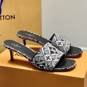 Louis Vuitton Women's Black and White Sandals with 5.5cm Heel