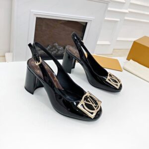 Louis Vuitton Women's Black Slingback Pumps with Monogram 7.5cm