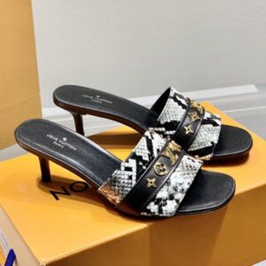 Louis Vuitton Women's Snake Print Sandals with 5.5cm Heel, Original Box