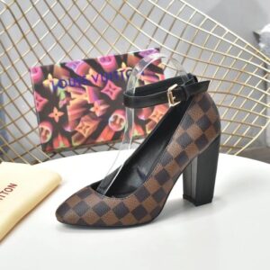 Louis Vuitton Women's Pumps 9.5cm Heels – Iconic Checkered Design for Elegant Style
