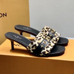 Louis Vuitton Women's Leopard Print Sandals with 5.5cm Heel, Original Box