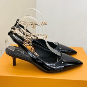 Louis Vuitton Women's Mansion Sl. Back Pump 5.5cm Heel Black Leather Sandals