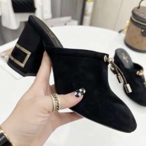 Louis Vuitton Women's Black Suede Pumps – 6.5cm Heel, Luxury Sandals with Original Box